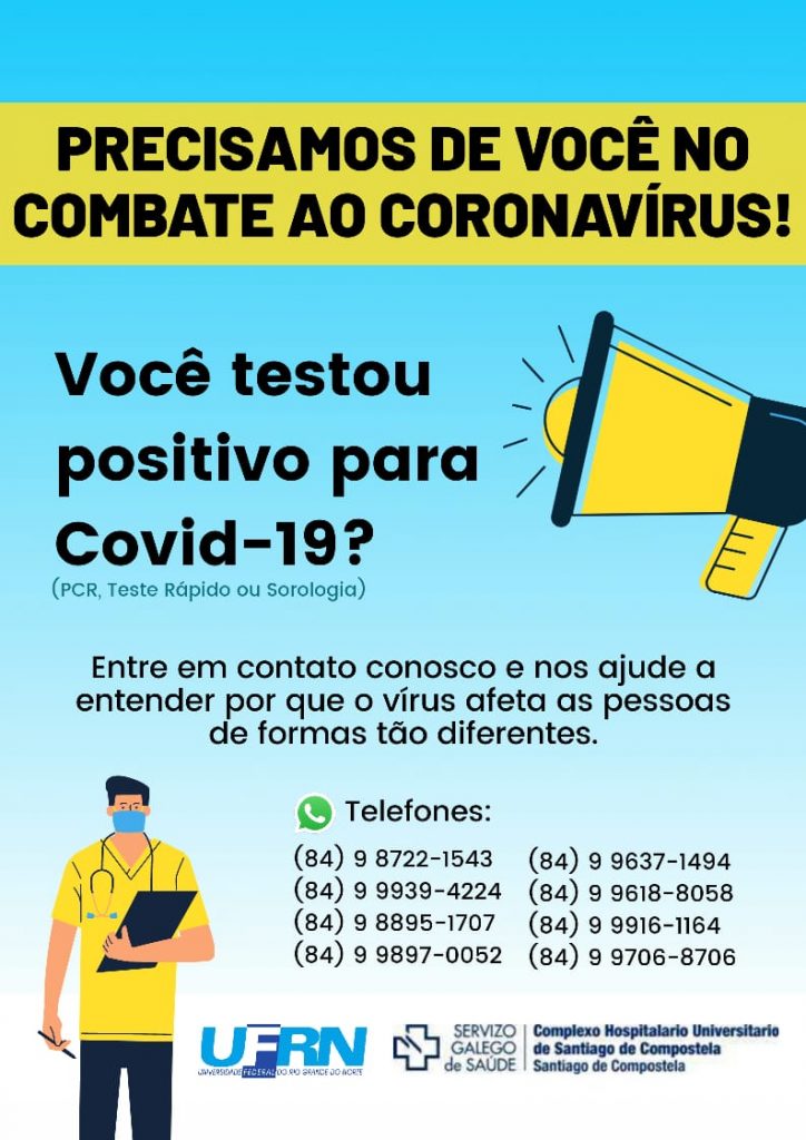 UFRN recruta voluntários que testaram positivo para Covid-19