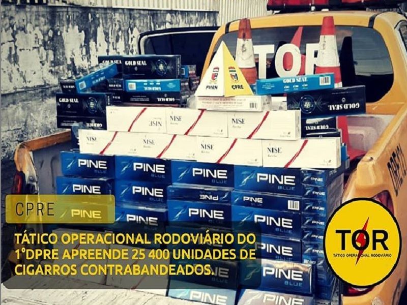 CPRE apreende 127 maços de cigarros contrabandeados em Extremoz