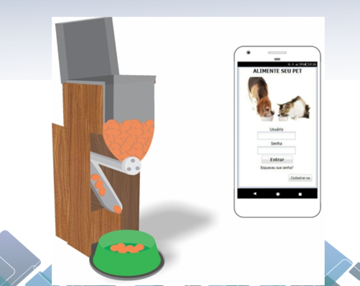 Estudante projeta dispositivo para alimentar cães e gatos controlado por aplicativo