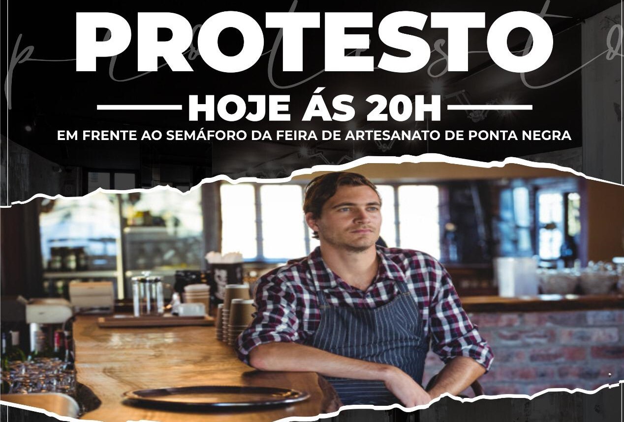 Proprietarios de restaurantes garcons e cozinheiros fazem manifestacao nesta sexta em Ponta Negra 1