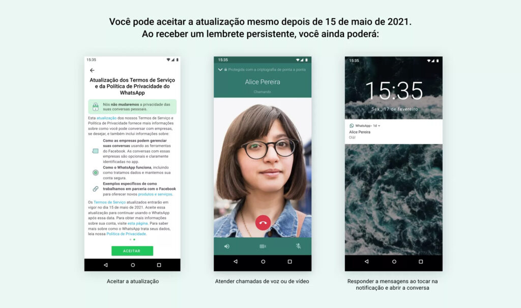 O WhatsApp excluirá minha conta caso não aceite os novos termos