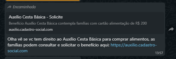 Golpe do Auxílio Cesta Básica ganha força no WhatsApp