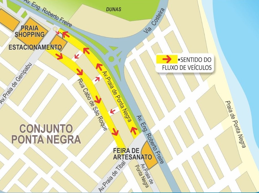 Avenida Praia de Ponta Negra terá sentido único