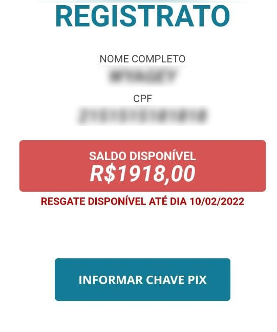 golpe registrato dinheiro esquecido