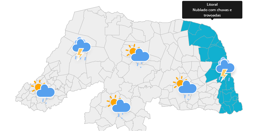 Previsão do tempo aponta fim de semana chuvoso em todo RN