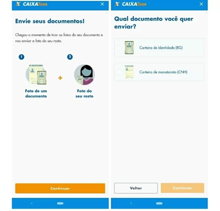 Atualização de documentos no Caixa Tem