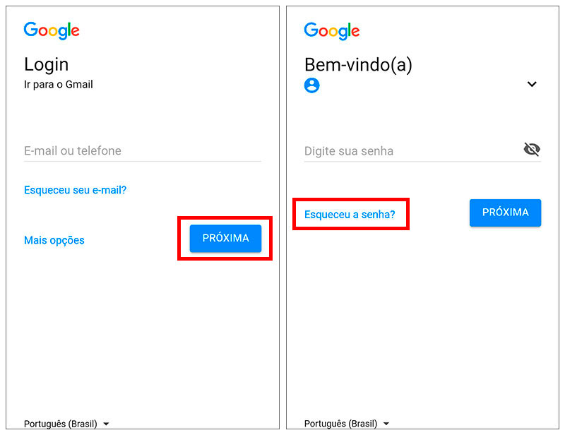 Como redefinir sua senha Google gmail