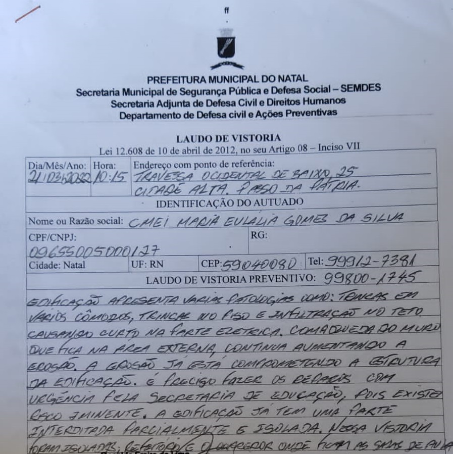 Interditado desde marco apos queda de muro CMEI segue ignorado pela Prefeitura