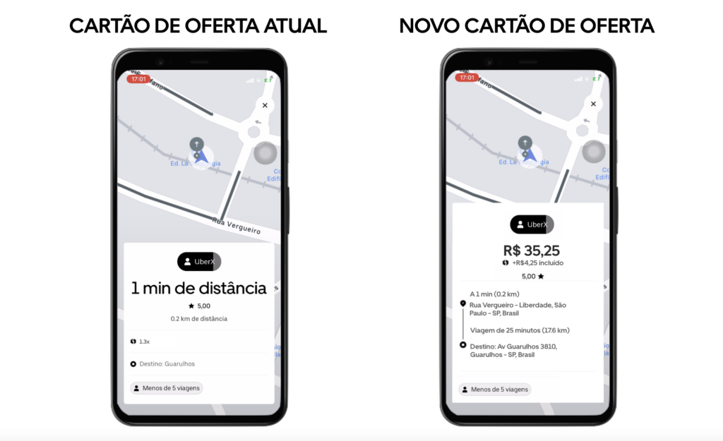 Uber vai mostrar destino e valor aos motoristas antes de aceitarem corridasUber vai mostrar destino e valor aos motoristas antes de aceitarem corridas