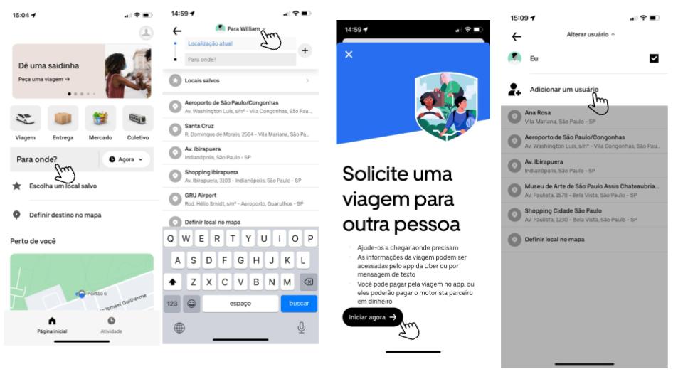 Uber cria recurso no app para usuários pedirem viagens para seus familiares, amigos e conhecidos