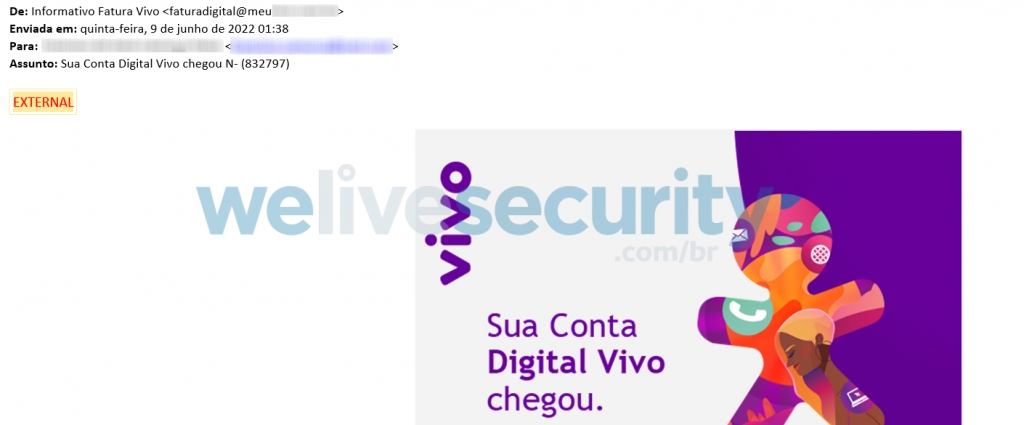 Fatura falsa criminosos se passam pela Vivo para propagar trojan bancário