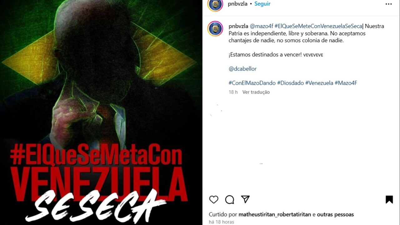 Policia venezuelana divulga foto com bandeira do Brasil e silhueta de Lula