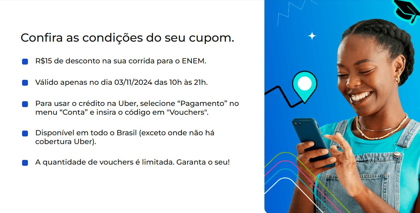 Universidade oferece voucher para corridas de Uber no dia do Enem