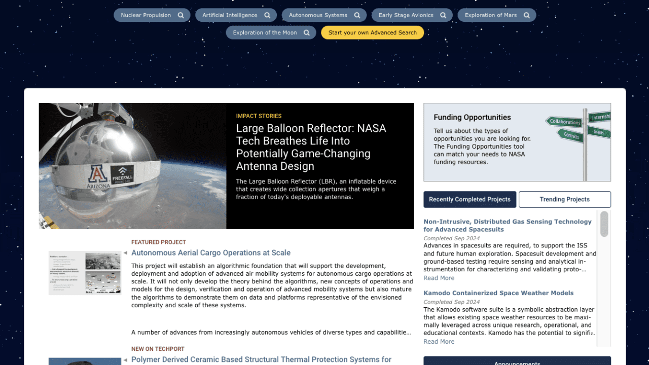 Five Ways to Explore NASA’s Portfolio of Technologies with TechPort 4.0