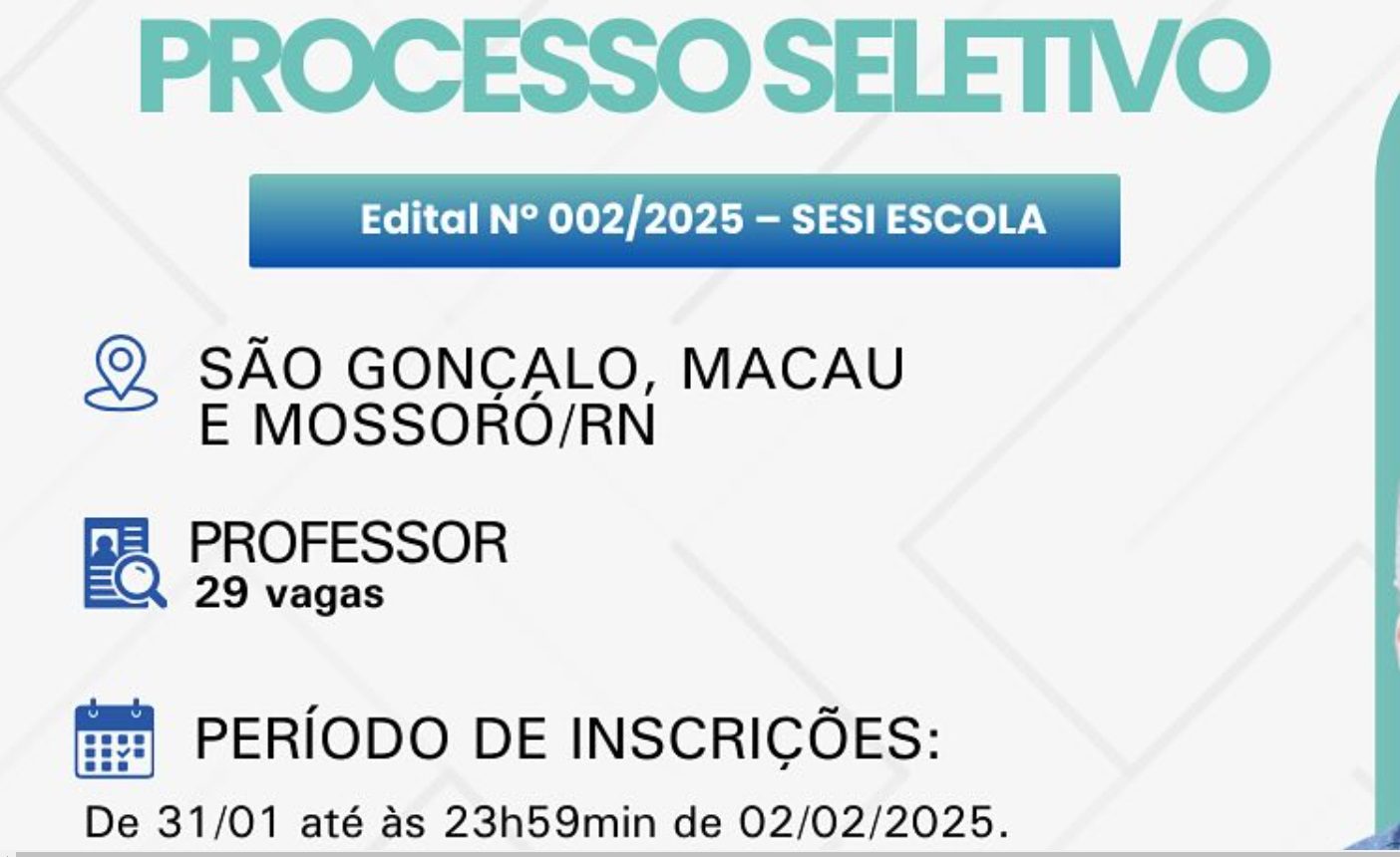 SESI-RN abre processo seletivo para professores em diversas cidades do estado