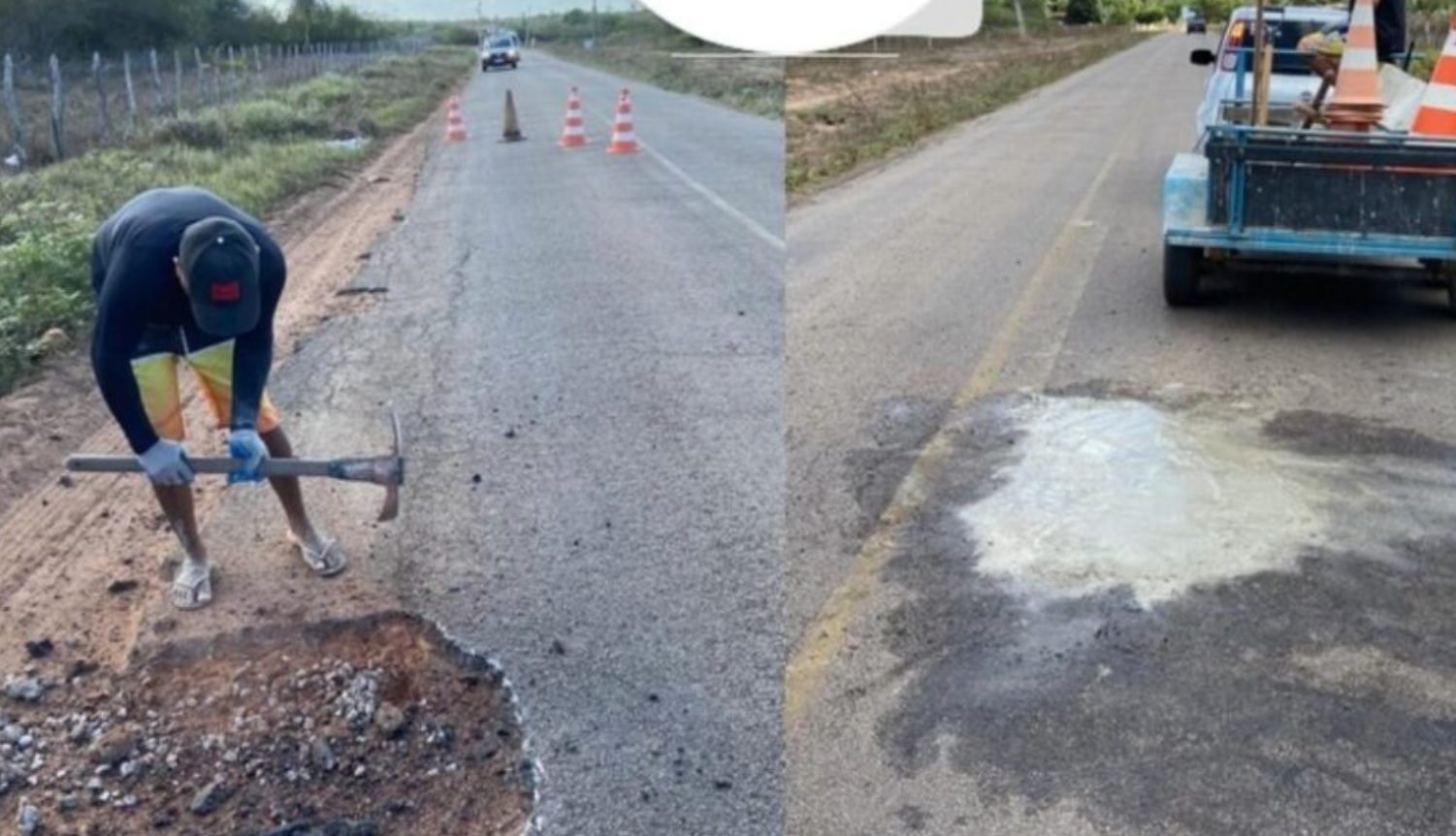 Sem ação do DER, moradores de Arenã realizam mutirão para tapar buracos na RN-315