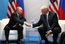 Vladimir Putin e Donald Trump se encontram na Cúpula do G-20 em Hamburgo em 2017