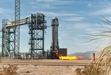 Lançamento do sistema de foguete suborbital New Shepard da Blue Origin em 4 de fevereiro de 2025