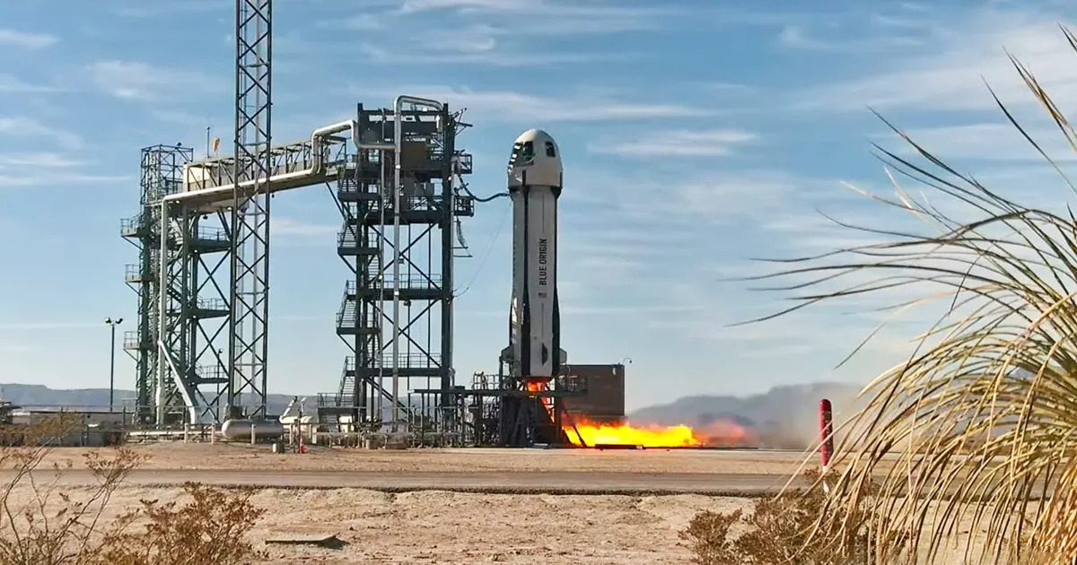 Lançamento do sistema de foguete suborbital New Shepard da Blue Origin em 4 de fevereiro de 2025