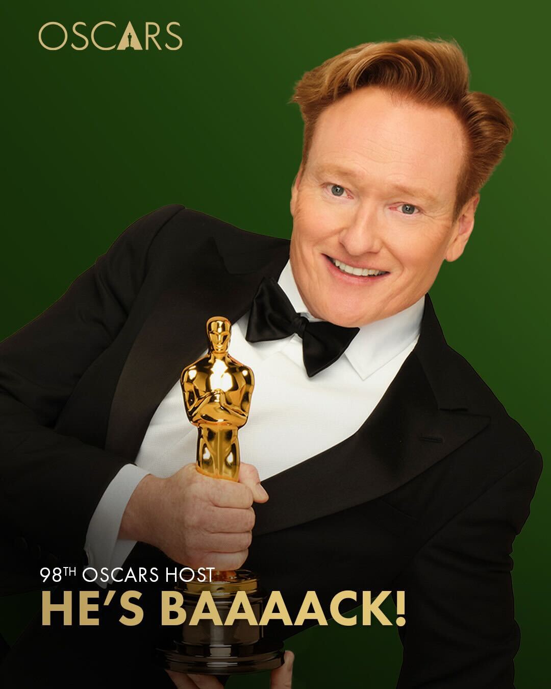 Conan O'Brien confirmado para apresentar a 98ª edição do Oscar